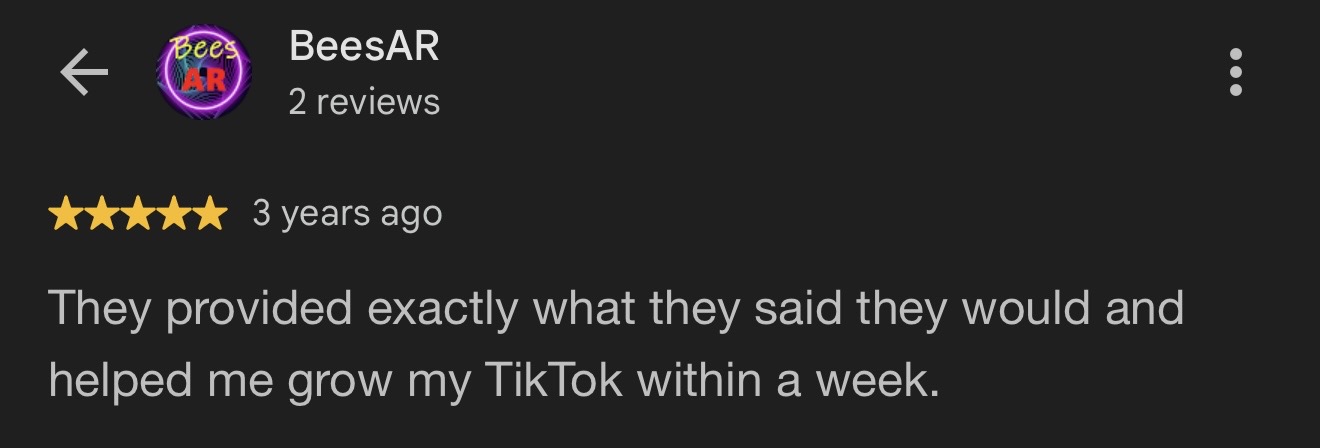 Five-star Google review from BeesAR