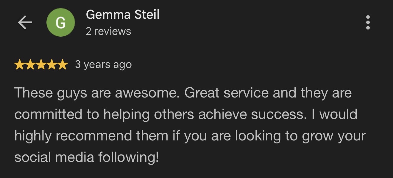 Five-star Google review from Gemma Steil